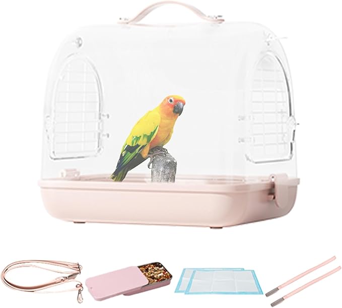 Clear Transport Carrier - Pet Bird Backpack, Lightweight Bird Tote | Ventilated Conure Travel Bag, Removable Parakeet Crate, Travel Accessory for Lovebirds