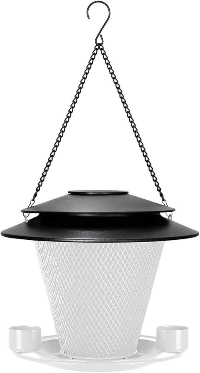 Garden Bird Feeder Weather Rain Protections Feeding Station with Water Bowl Hanging for Outdoor Wild