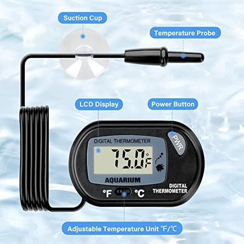 iPower 6 by 8-Inch 8W Reptile Heat Mat, LCD Digital Aquarium Thermometer, Under Tank Warmer Terrarium Heat Pad for Turtles Lizards Frogs and Other Small Animals, Multi Sizes (Pack of 3)