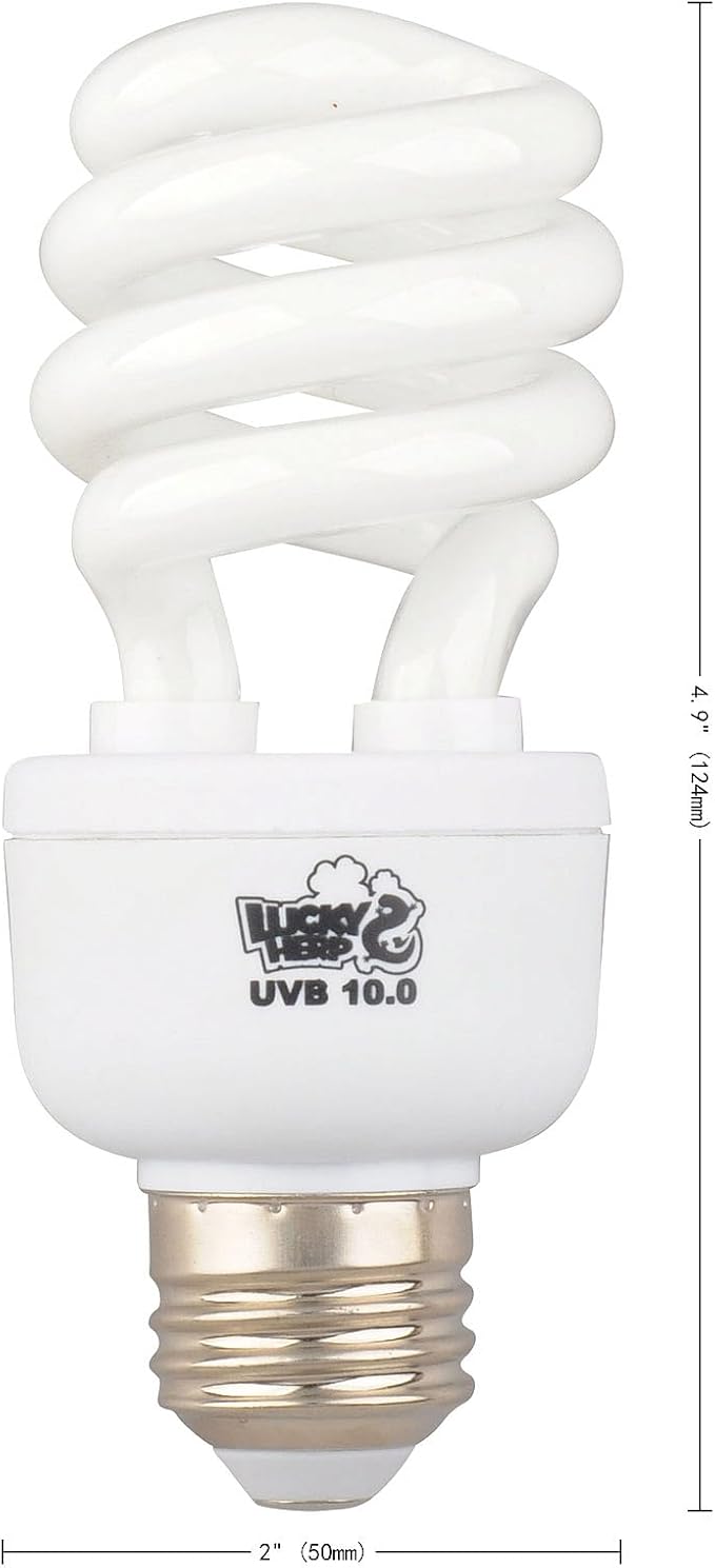 LUCKY HERP 10.0 UVB Reptile UVB Bulb,Fluorescent Terrarium Lamp,Compact Bulb,E26,Screw Thread (13 Watt)