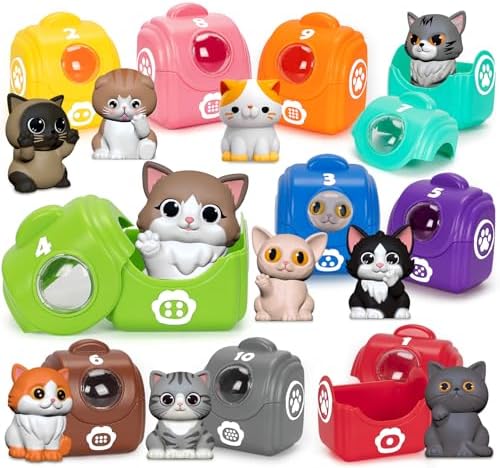 Learning Toys for Toddlers 1 2 3 Year Old Toddlers, 20Pcs Kitten Finger Puppets for Kids, Montessori Counting, Matching & Sorting Toy, Christmas Birthday Gifts for Baby Boys Girls Age 12-18 Months by WelcometoAigybobo