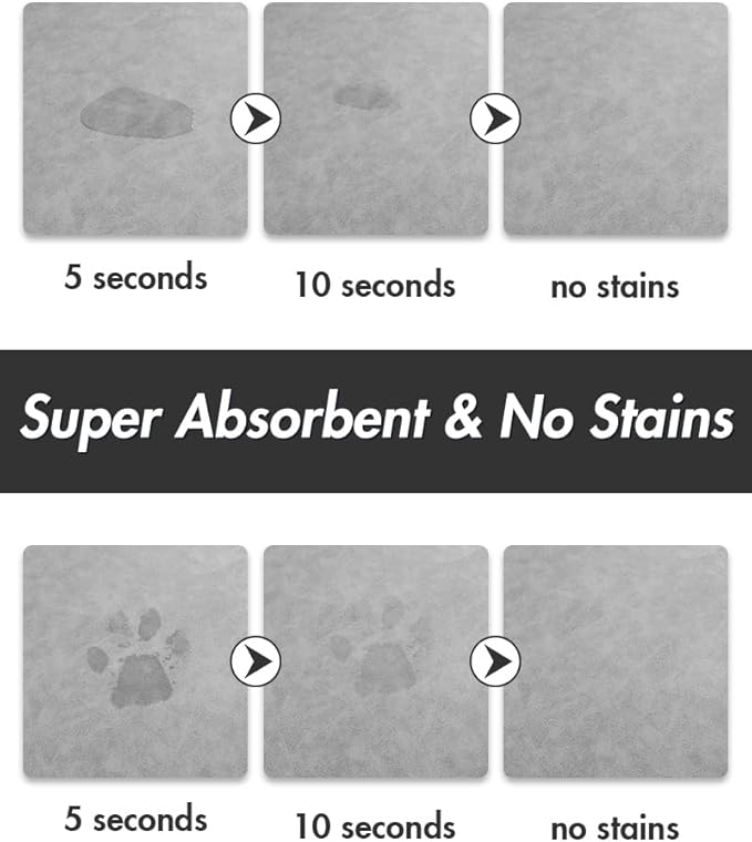 MontVoo-Absorbent Pet Feeding Mat-No Stains Pet Mat for Food and Water Bowl-Quick Dry Cat & Dog Food Mat Water Dispenser Mat-Pet Supplies Mat-Dog Water Bowl Mat for Messy Drinker,???LightGrey,12"x19"???
