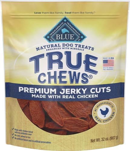 Blue Buffalo True Chews Premium Jerky Cuts Dog Treats, Made in the USA with Natural Ingredients, Chicken, 32-oz Bag, (Pack of 3)