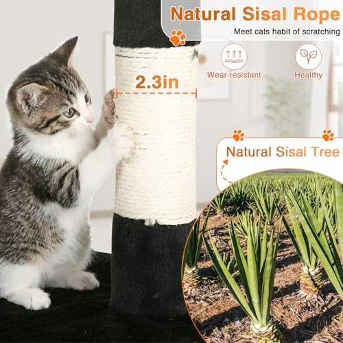 FDW | 54" Cat Tree Tower | Dark Gray | Multi-Level Indoor Activity Center - Image 3