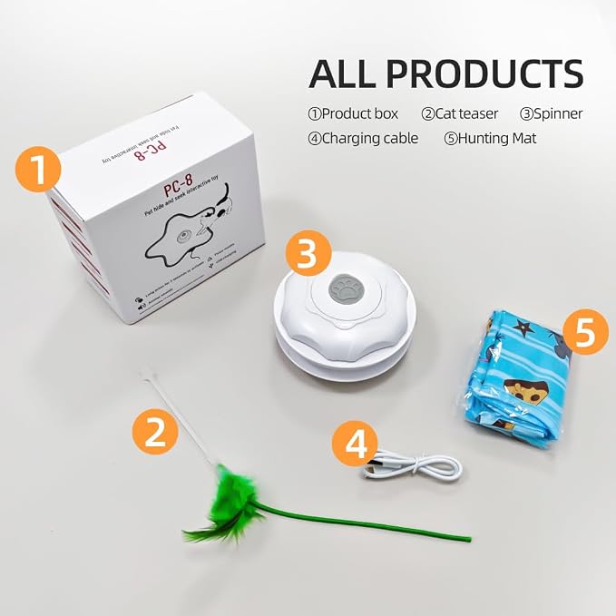 Interactive Cat Toy for Indoor Cats - Rechargeable Automatic Feather Wand with Motion Sensor, 3 Play Modes, Squeaky Mouse Sound, Hide & Seek Exercise Toy for Bored Kittens & Adult Cats (Mouse) - Image 5