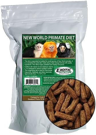 Exotic Nutrition New World Primate Diet (4 lb.) - Highly Nutritional Food Formulated for New World Primates - Marmosets, Tamarins, Capuchins, & Other Monkeys