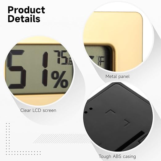 Compact 2-in-1 Humidity & Temp Monitor, ±2% Rh Hygrometer Thermometer for Greenhouses, Humidors, and Reptile Terrariums, Digital Display, 32–99% Range