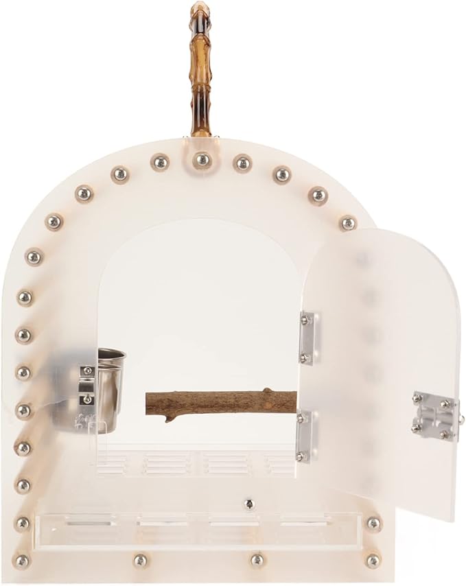 Yctze Portable Bird Cage – EscapeProof Circular Arc Transparent Acrylic Travel Bird Carrier for Small & Parrots