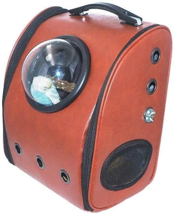 Breathable Bird Backpack Travel Cage for Parakeets, Parrots & Small Birds, Transparent Round Cover with Double Open Zipper, Anti-Lost Hook