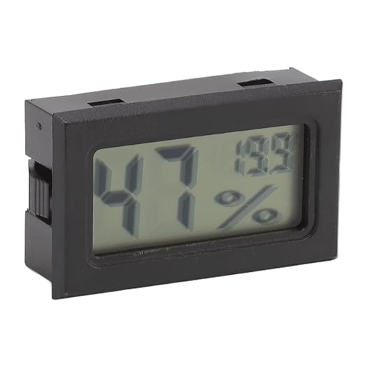 Alomejor LCD Digital Thermometer Hygrometer High Accuracy for Cigar Cabinet LCD Display for Breeders, Guitar Boxes Plastic, 1.9 X 0.6in