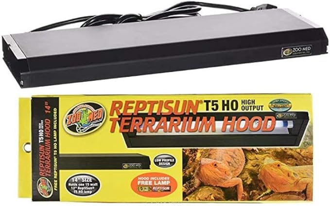 DBDPet (2 Pack) Reptisun 14" T5HO Terrarium Hood Light Fixture & Free 5.0 UV-B Bulb by Zoomed - Includes Attached Pro-Tip Guide - Great for Small Reptiles, Chameleons, Geckos, and More!
