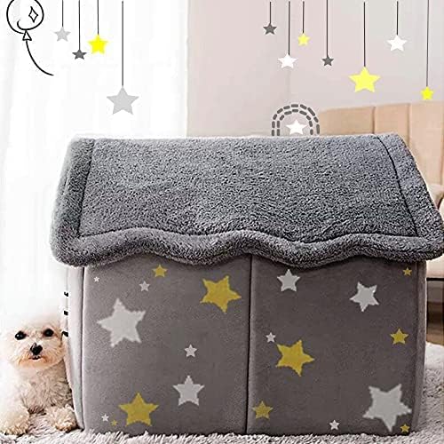 Dog House Indoor, Foldable Soft Kennel Bed Warm Cat Nest Puppy Cave with Cushion for Small Medium Large Dogs Cats (S-Within 9 lbs)