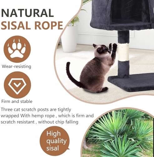 FDW | 36" Cat Tree Tower | Dark Gray | Multi-Level Indoor Activity Center - Image 3