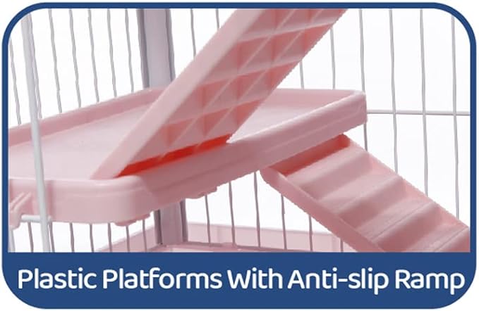 Pink X-Large Deluxe in/Outdoor Guinea Pig Chinchilla Ferret Squirrel Hedgehog Kitten Rabbit Bunny Hutch House Critter Home Habitat Paw Safe Bottom Mesh Floor Pull Out Easy Clean 2-Inch Deep Tray