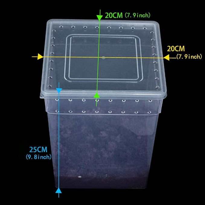 OMEM Portable Reptile Terrarium Habitat for Mini Pet Houses Breathable Holes Stackable Container (Extra H)