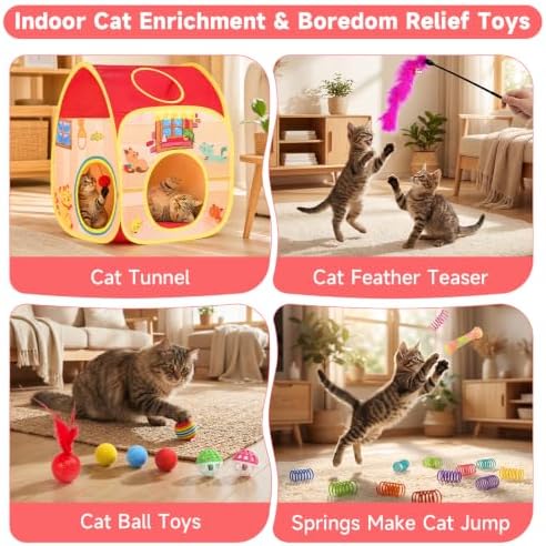 AILUKI 33PCS Cat Toys Variety Pack for Indoor Cats, Kitten Toys Cat Tunnel - Image 5