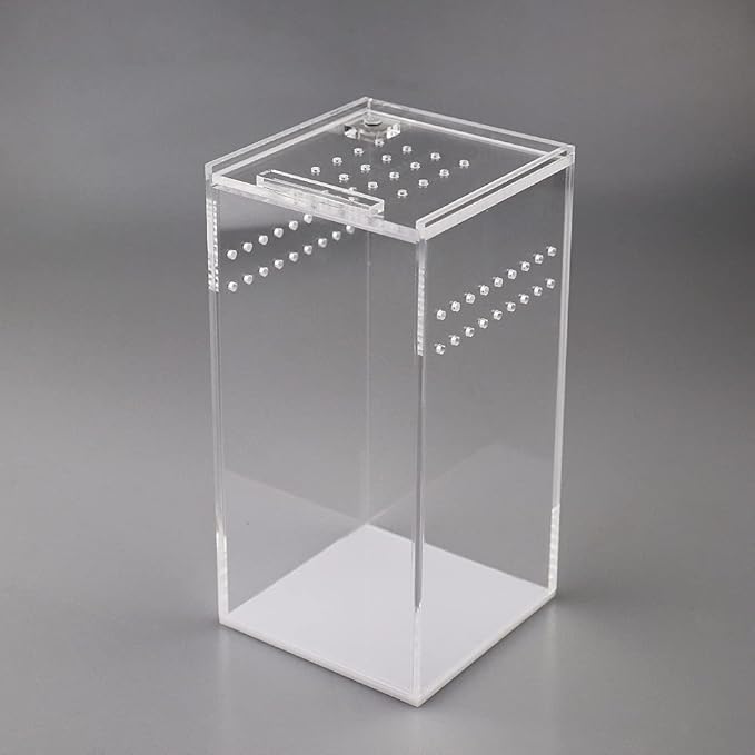 NANEEZOO Magnetic Acrylic Case, 2.9x2.9x6 Inch Nano Arboreal Tarantula Enclosure Reptile Habitat Terrarium Breeding Box for Spider Scorpion Sling Isopods Lizards Invertebrates Insect Mantis