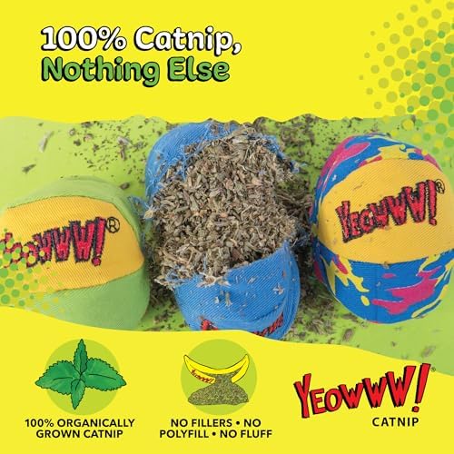 Yeowww! Catnip My Cats Balls Toys for Cats - 3-Pack - Durable Cotton Twill - Made in the USA - Stuffed with Organically Grown Catnip - Image 7