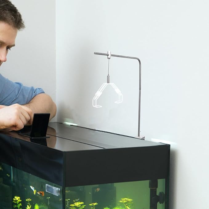 Toddmomy 2-Pack Adjustable Aquarium Light Holder, Clear Acrylic Fish Tank Lamp Mount Bracket for Rimless Reptile Habitat, Fits 3-12mm Glass Thickness