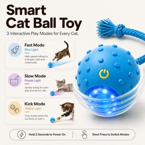 Interactive Rolling Cat Ball, Motion Activated Automatic Cat Toy - Image 2