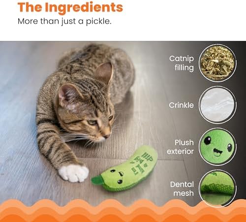 Catstages Crunchy?€?Pickle Kicker?€?Chew Cat?€?Toy, Catnip & Dental Mesh, 6.5" - Image 5