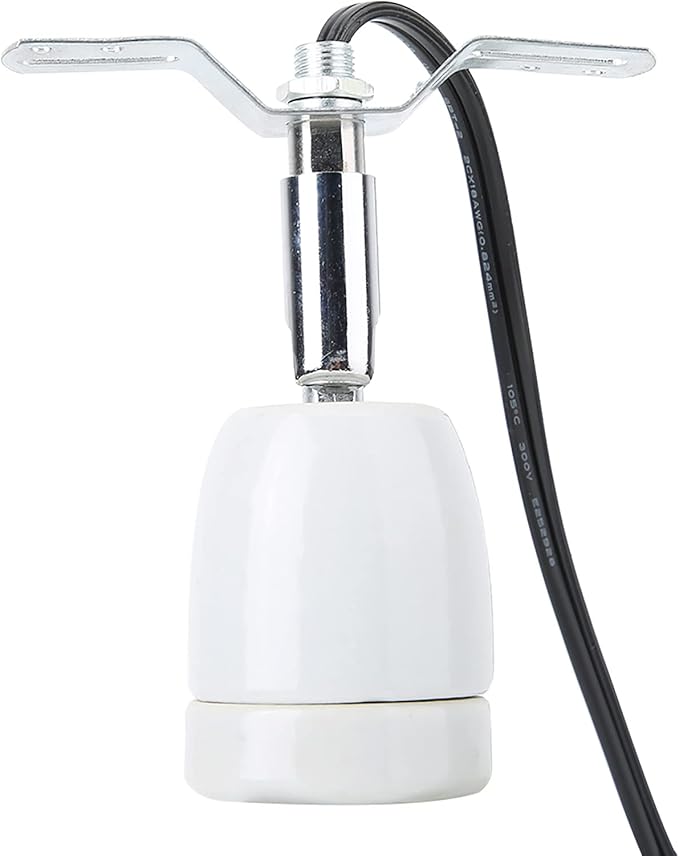 Reptile Base Bulb Holder E27 Rotatable Socket, 300W Reptile Light Fixture Adjustable Lamp Holder, Solid Metal and Ceramic Reptile Lamp Fixture for Lizard Turtle Tortoise Reptile
