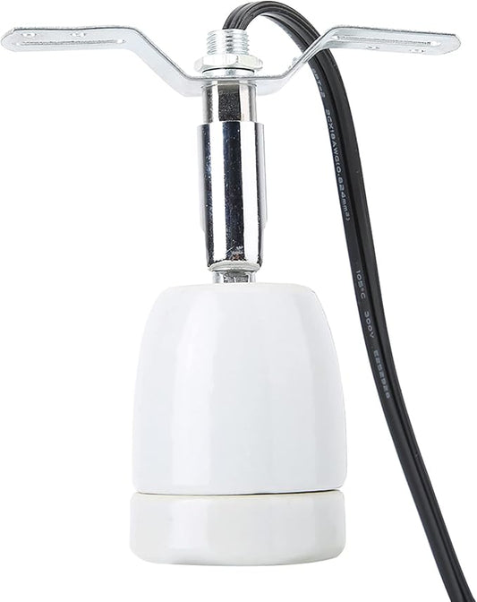 Reptile Base Bulb Holder E27 Rotatable Socket, 300W Reptile Light Fixture Adjustable Lamp Holder, Solid Metal and Ceramic Reptile Lamp Fixture for Lizard Turtle Tortoise Reptile