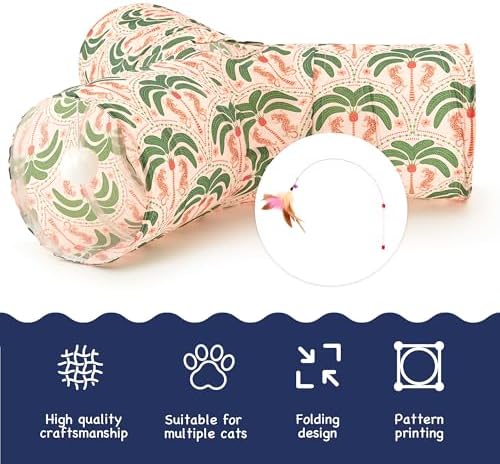 Tempcore Cat Tunnel, 3-Way Collapsible Toy for Indoor Cats, Coconut - Image 7