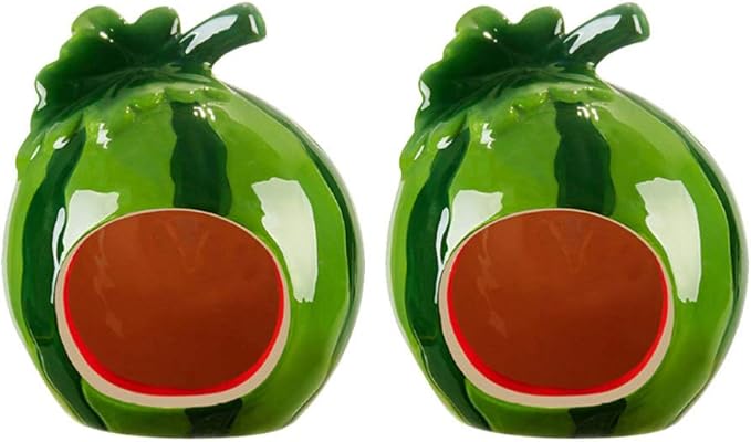 POPETPOP 2pcs Cartoon Watermelon Shape Small Animal House Cooling Nest for Hamsters Accessories Green Watermelon Design
