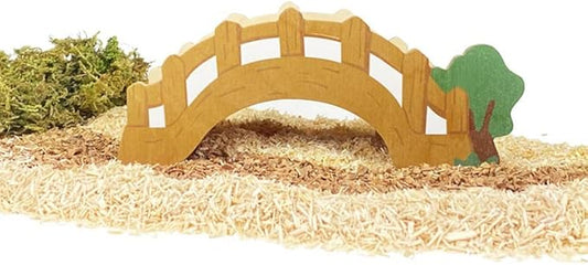 Happy Farms Series Hamster Toys, Hamster Landscaping Habitats Decor, Wooden Hamsters Hideouts, Hamster House for Syrian Gerbils Mice Mini Animals, Hamster Accessories (Wooden Bridge)