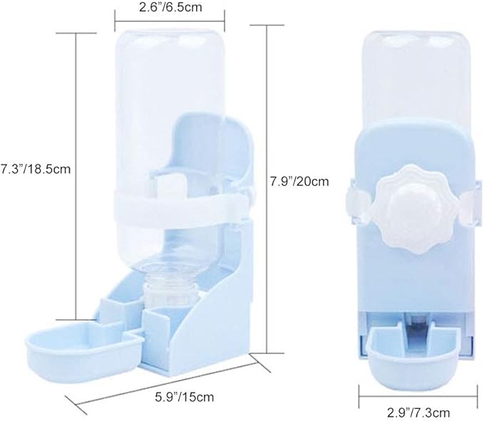 2 Pack 17oz Rabbit Water Bottle No Drip – Hanging Automatic Cage Dispenser for Small Pets Leak-Proof Water Feeder for Bunny, Guinea Pig, Chinchilla, Ferret, Hamster, Hedgehog