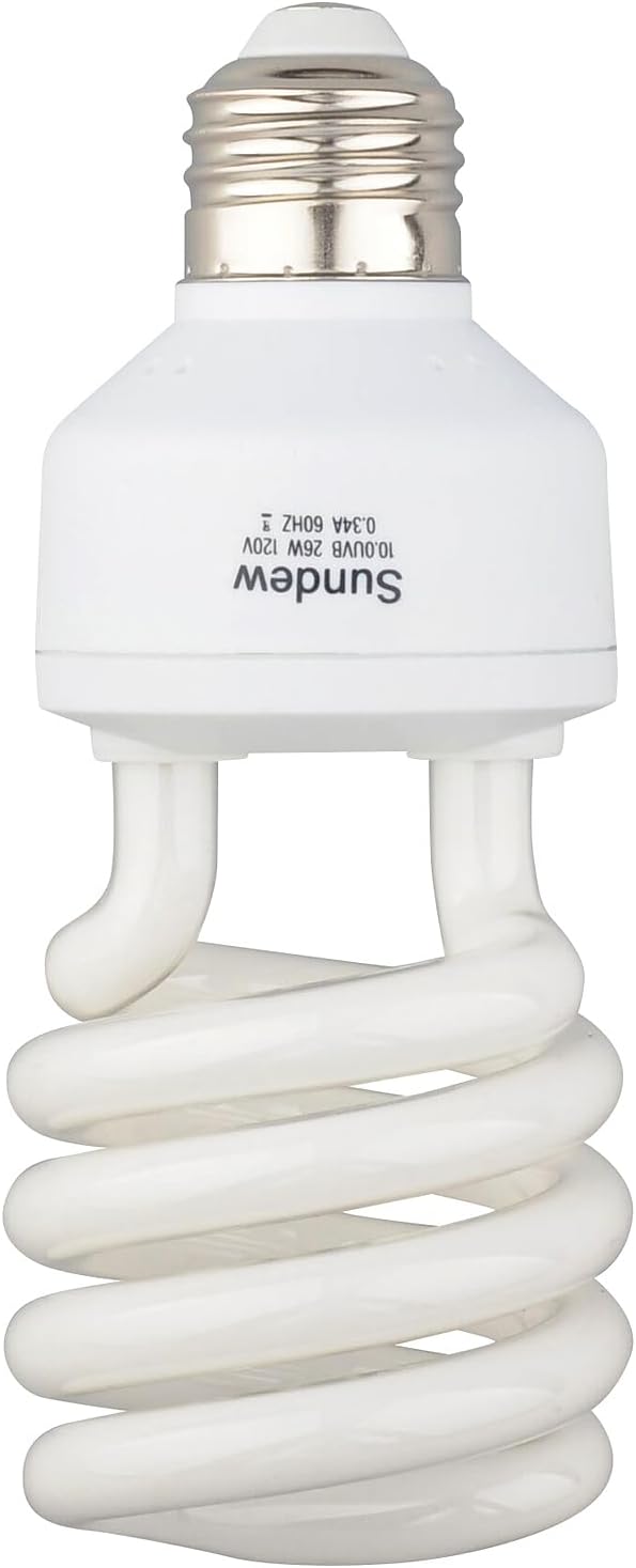Sundew 10.0 UVB Reptile Light Bulb, Compact Fluorescent Desert Lamp for Bearded Dragons, Tortoises, Lizards, 20-40 Gallon Tank Compatible, E26 Base