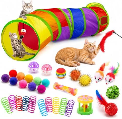 AILUKI 33PCS Cat Toys Variety Pack for Indoor Cats, Kitten Toys Cat Tunnel by AILUKI