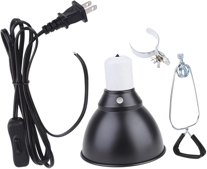 110V Reptile Lamp Fixture with Dome Cover Heat Dissipation Shade for Safe Pet Heating Compatible for Various Reptile Habitats and Heat Bulbs