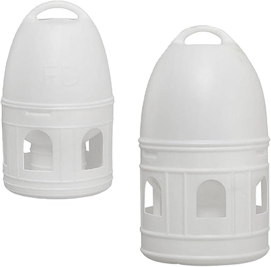 2 Pack Automatic Bird Feeder for Pigeons and Chickens, 5L 10L White