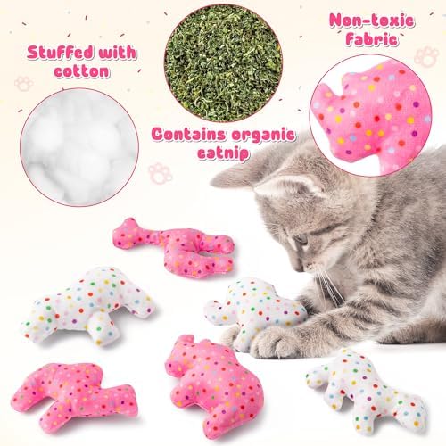 MALLMALL6 6Pcs Frosted Animal Cookie Catnip Crinkle Paper Sound Toys Gift for Cat, Catmint Teething Chew Kick Interactive Toy for Indoor Cats, Soft Candy Pet Presents Supplies for Kitten Lover - Image 3