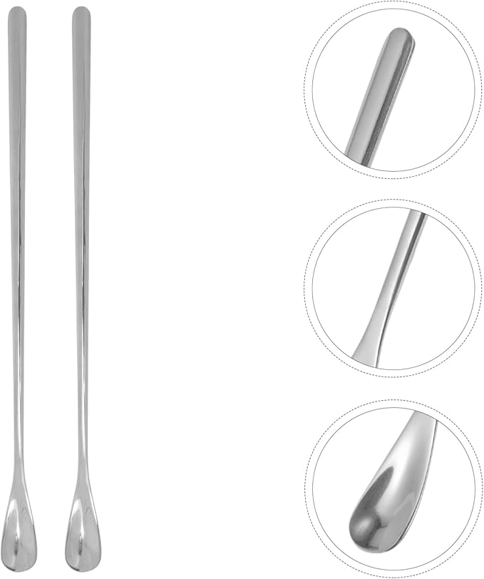 HANABASS 2pcs Sturdy Stainless Steel Feeding Spoon for Lizards Reptiles Multi-Functional Pet Food Scoops Small Lizard Food Spoon