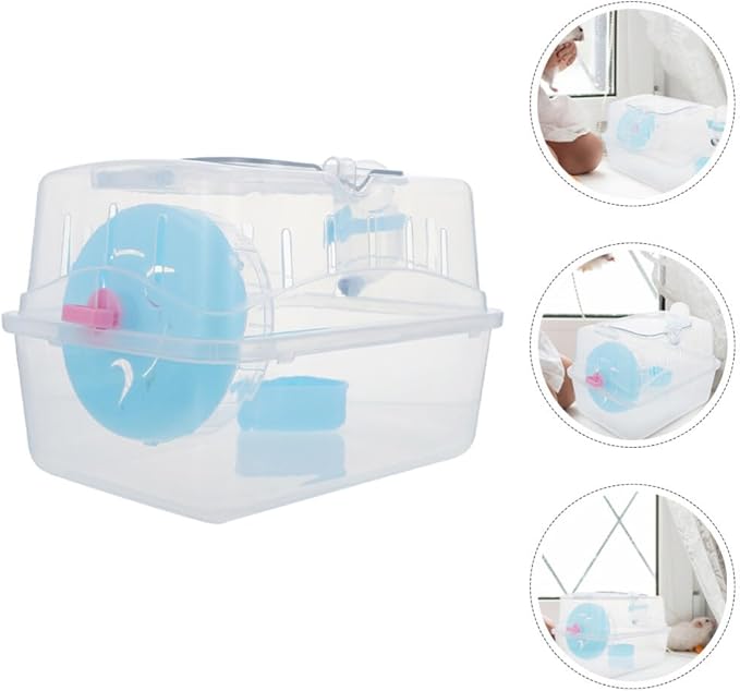 FOMIYES Gerbil Carrie Cage Hamster Travel Carrier Portable Cages Gerbil Transparent Travel Carry Case Outdoor Vacation House for Hamster, Gerbil, Mice Guinea Pig Small Animals - Blue