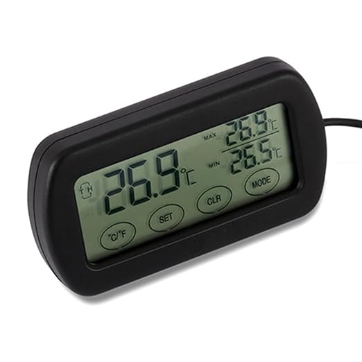 Happyyami LCD Digital Thermometer Hygrometer for Egg Hatching and Pet Monitoring Display with Fixed Suction Cup Sensor Material