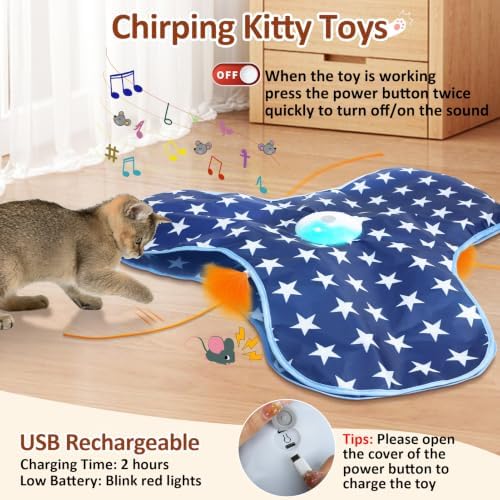 Sofolor Interactive Cat Toy Rechargeable, Cat Exercise Toys for Indoor Bored Adult Cats, Hide and Seek Toy with Motion Activated, Moving Feather, Chirping - Image 5