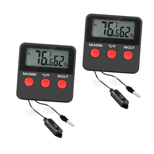 UKCOCO 2sets Digital Aquarium Thermometer for Home Reptile Tank Terrarium Humidity Monitor Snake Lizard Accessories