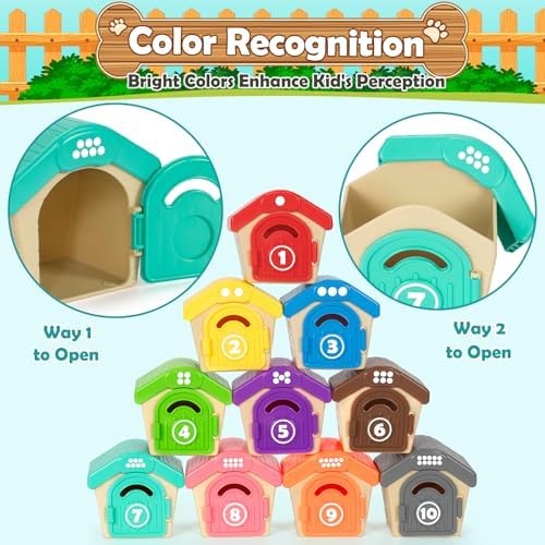 Learning Toys for Toddlers 1 2 3 Year Old Toddlers, 20Pcs Puppy Finger Puppets for Kids, Montessori Counting, Matching & Sorting Toy, Christmas Birthday Gifts for Baby Boys Girls Age 12-18 Months - Image 4