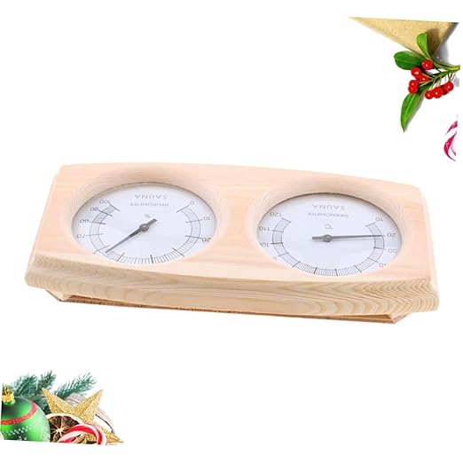 Kisangel Wooden Thermometer Hygrometer Sauna Gauge Celsius Temperature and Humidity