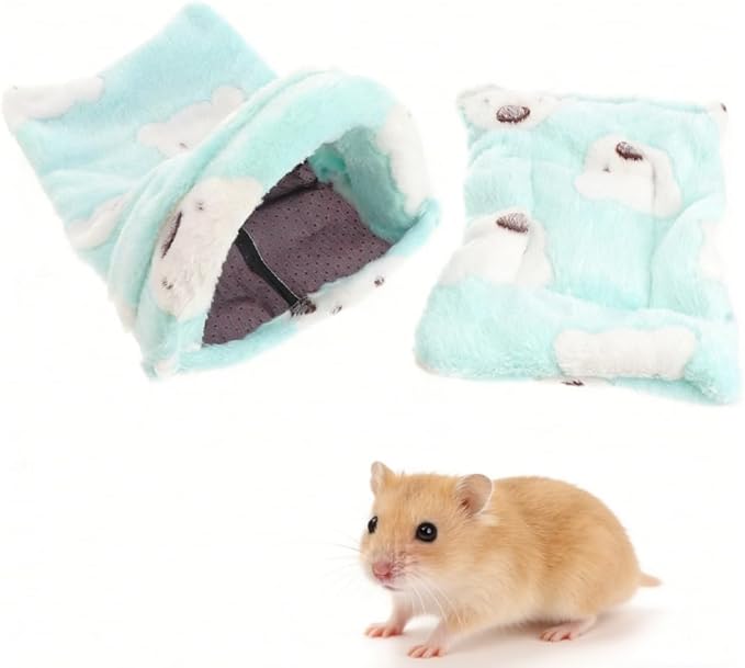 Hemobllo Soft Guinea Pig House & Sleeping Bag, Detachable Washable Hamster Hideout - Warm Small Pet Bed for Hedgehog, Chinchilla & Rats - Cozy Guinea Pig Cage Accessories & Bedding, Forest Green