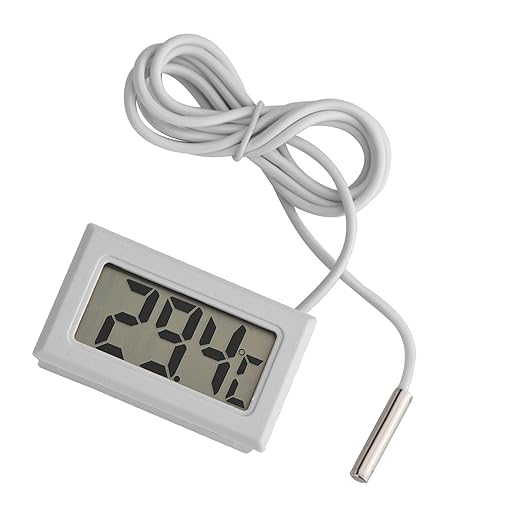 Zerodis Digital Thermometer, LCD Temperature Monitor with 95cm Long Probe for Aquarium Reptile Incubator Greenhouse Poultry, Fahrenheit Celsius Display