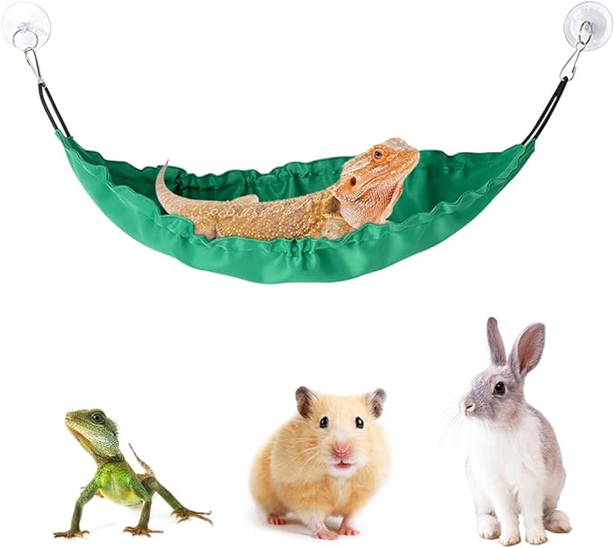 Reptile Hammock, Bearded Dragon Tank Accessories Lizard Hammock Reptile Lounger for Lizard Gecko Snakes Chameleon Lguana Reptiles (Green)