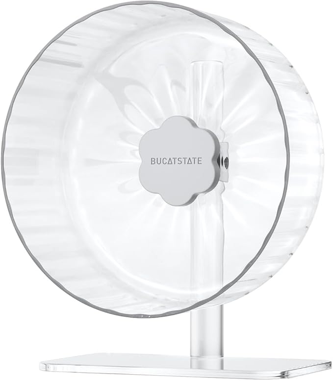 Bucatstate Hamster Exercise Wheel Super-Silent with Adjustable Base Dual-Bearing Cage Accessories Quiet Spinning Running Wheel for Dwarf Syrian Hamster Gerbils and Other Small Animals
