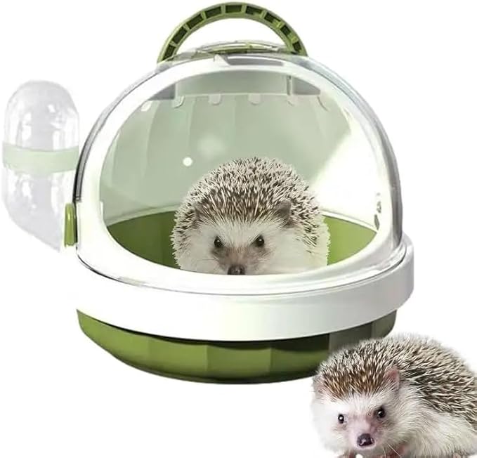 Small Pet Carrier Travel Cage with Integrated Water Feeder, Portable Ventilated Enclosure with Secure Closure for Hamster, Guinea Pig, Hedgehog and Ferret Transport and Indoor Mobility (C)