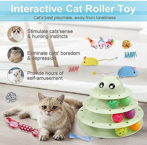UPSKY 24 PCS Cat Toys Set with Teaser, Mice, Spring, and Various Ball Toys - Image 6