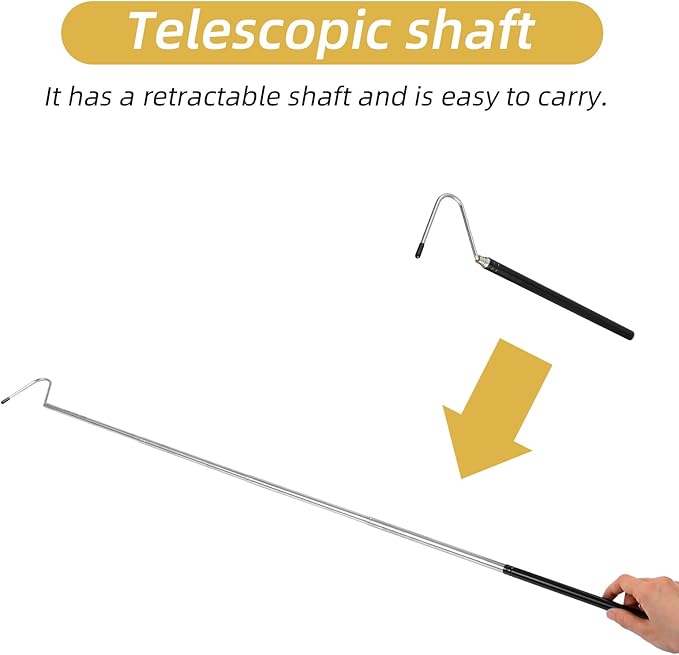 Mabor 40 Inch Snake Hook, Stainless Steel Extensible Retractable Grappling Hook, Pick-Up Handling Tool Pool Skimmer Basket Hooks